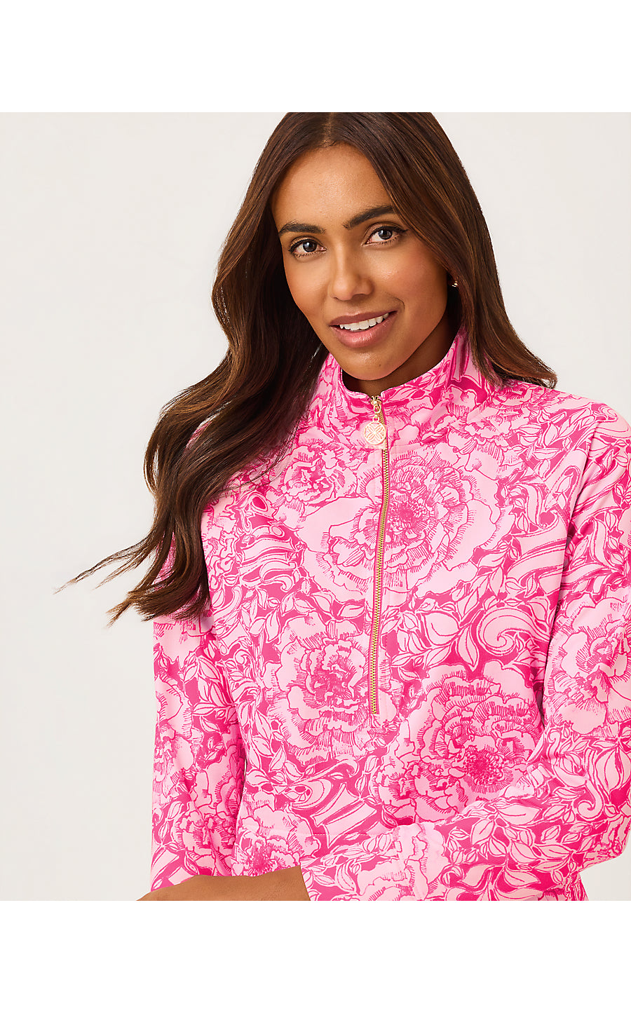 UPF 50+ SKIPPER POPOVER, PINK ASTER A ROSE BY ANY OTHER NAME