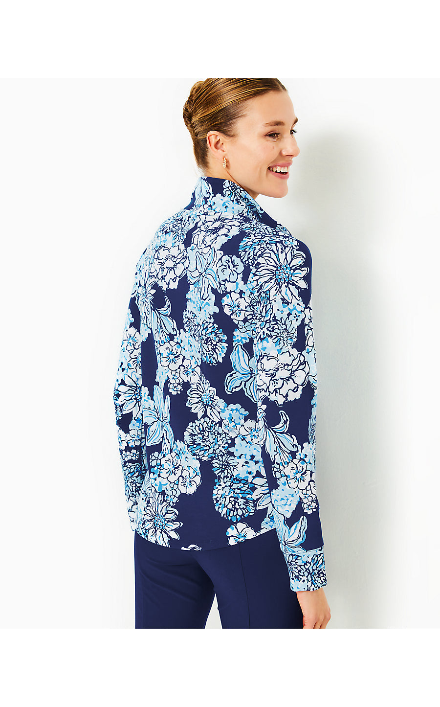 LEONA UPF 50+ ZIP-UP, LOW TIDE NAVY BOUQUET ALL DAY