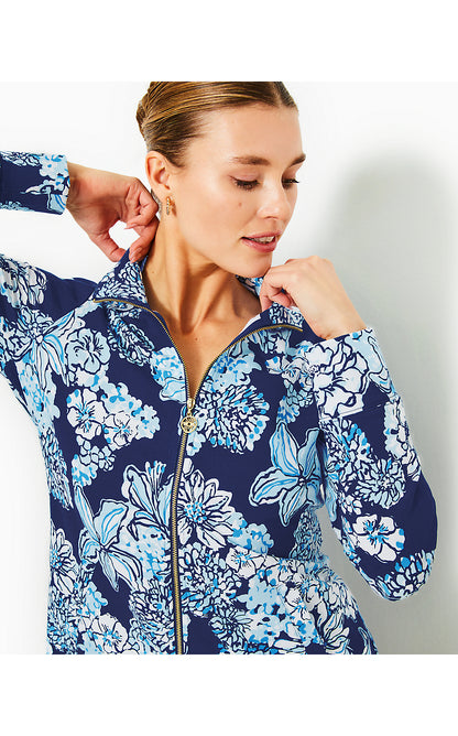 LEONA UPF 50+ ZIP-UP, LOW TIDE NAVY BOUQUET ALL DAY