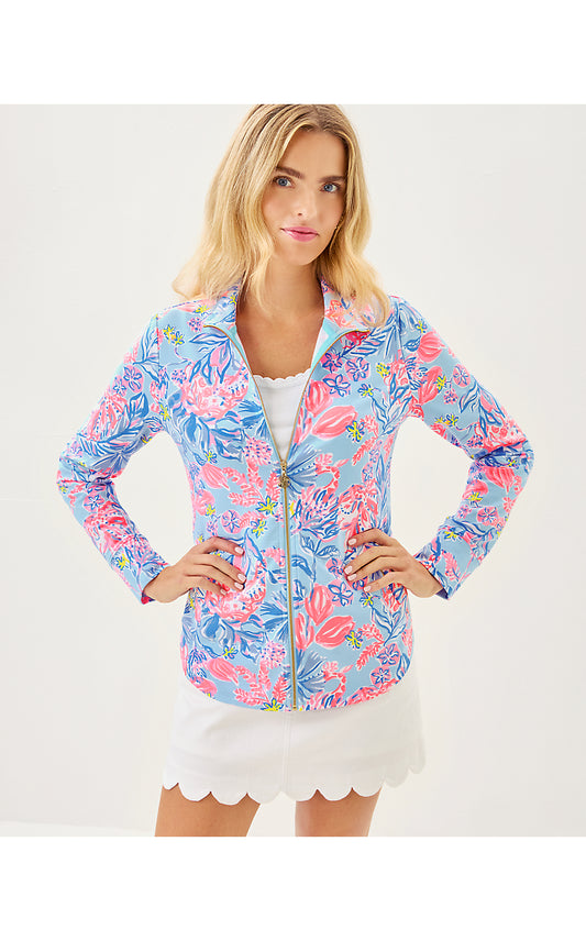 LEONA UPF 50+ ZIP-UP, MULTI ELEPHANT SPLASH