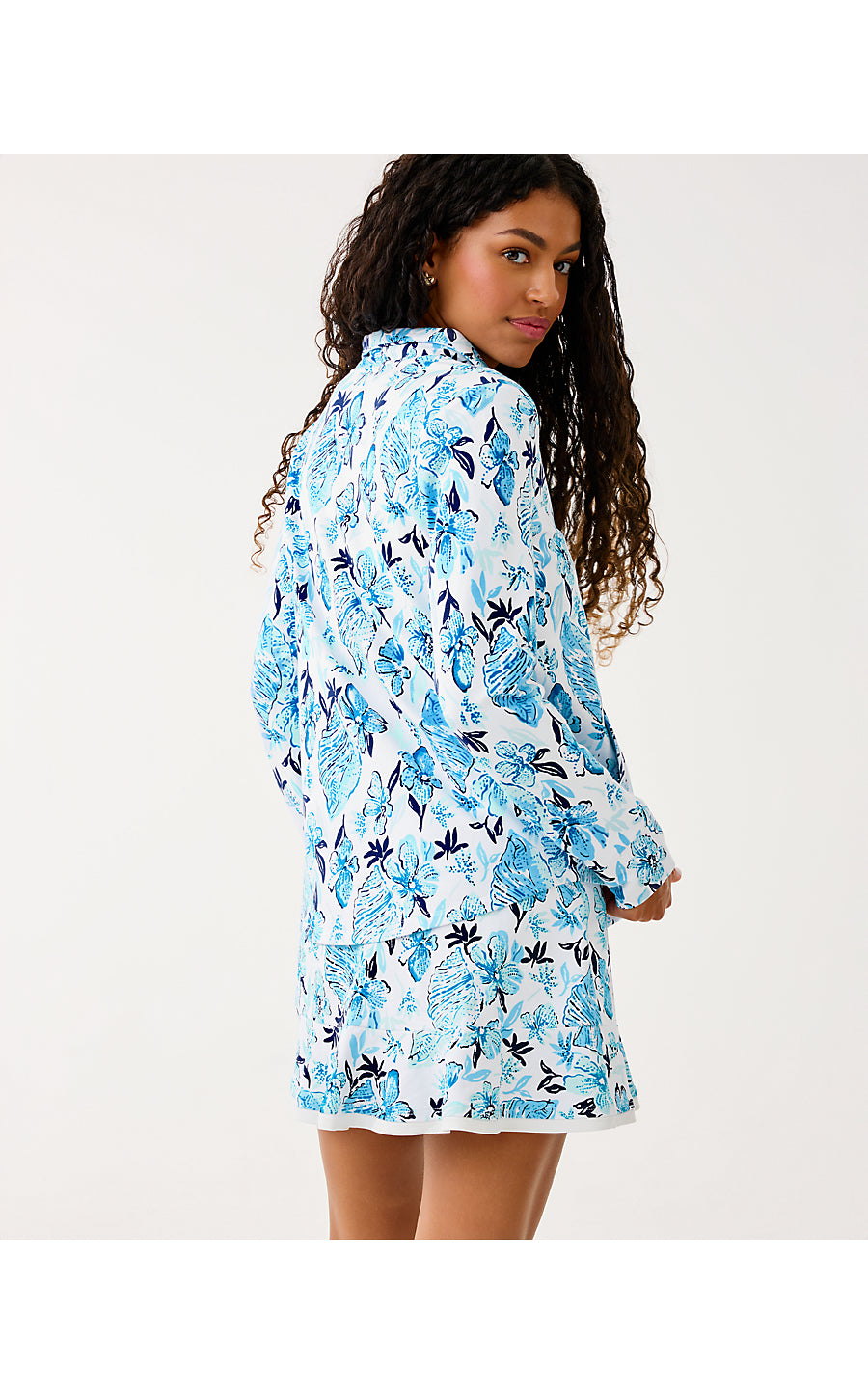 LEONA UPF 50+ ZIP-UP, RESORT WHITE SEASHELL SPLENDOR