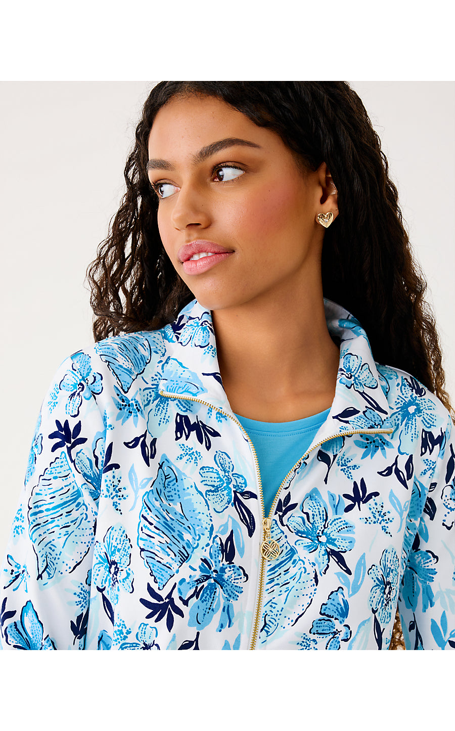 LEONA UPF 50+ ZIP-UP, RESORT WHITE SEASHELL SPLENDOR