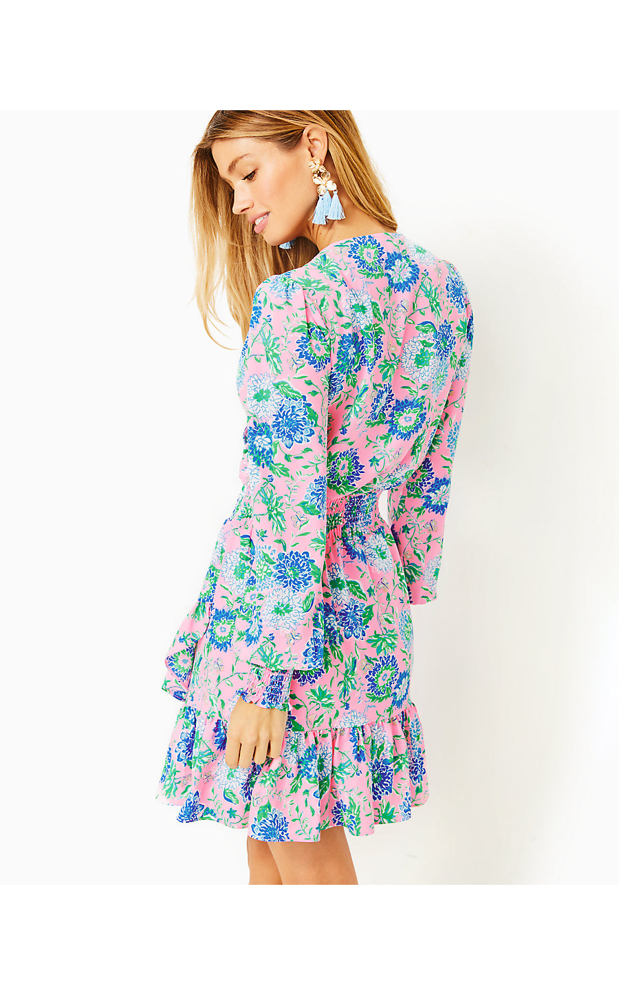 CRISTIANA LONG SLEEVE STRETCH DRESS, CONCH SHELL PINK RUMOR HAS IT