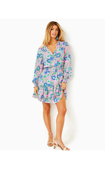 CRISTIANA LONG SLEEVE STRETCH DRESS, CONCH SHELL PINK RUMOR HAS IT