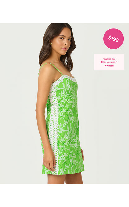 SHELLI STRETCH DRESS, CROCODILE GREEN LIZA OVERPRINT