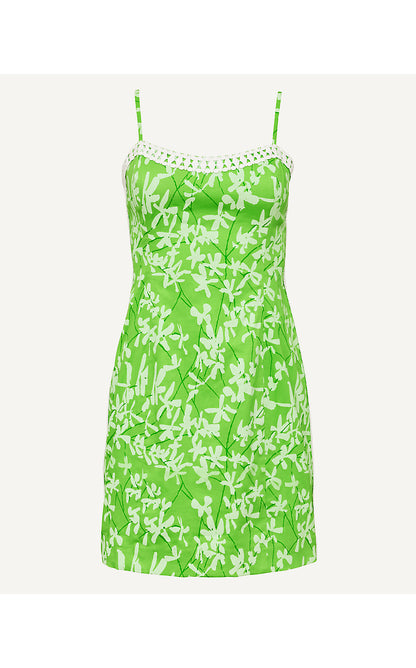 SHELLI STRETCH DRESS, CROCODILE GREEN LIZA OVERPRINT