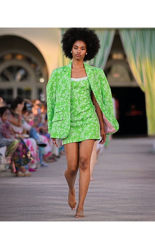 SHELLI STRETCH DRESS, CROCODILE GREEN LIZA OVERPRINT