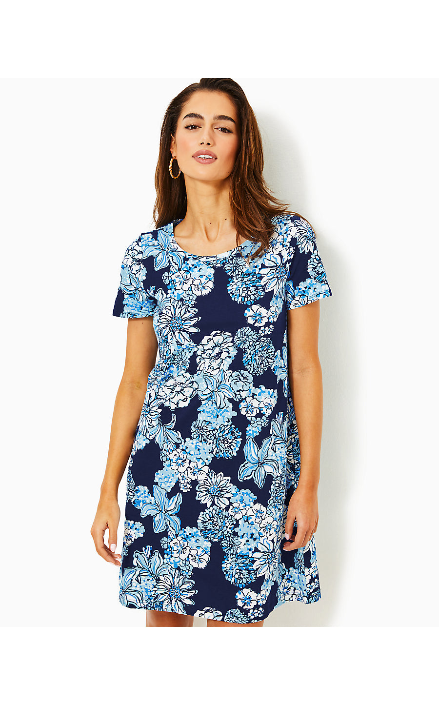 CODY SHORT SLEEVE DRESS, LOW TIDE NAVY BOUQUET ALL DAY