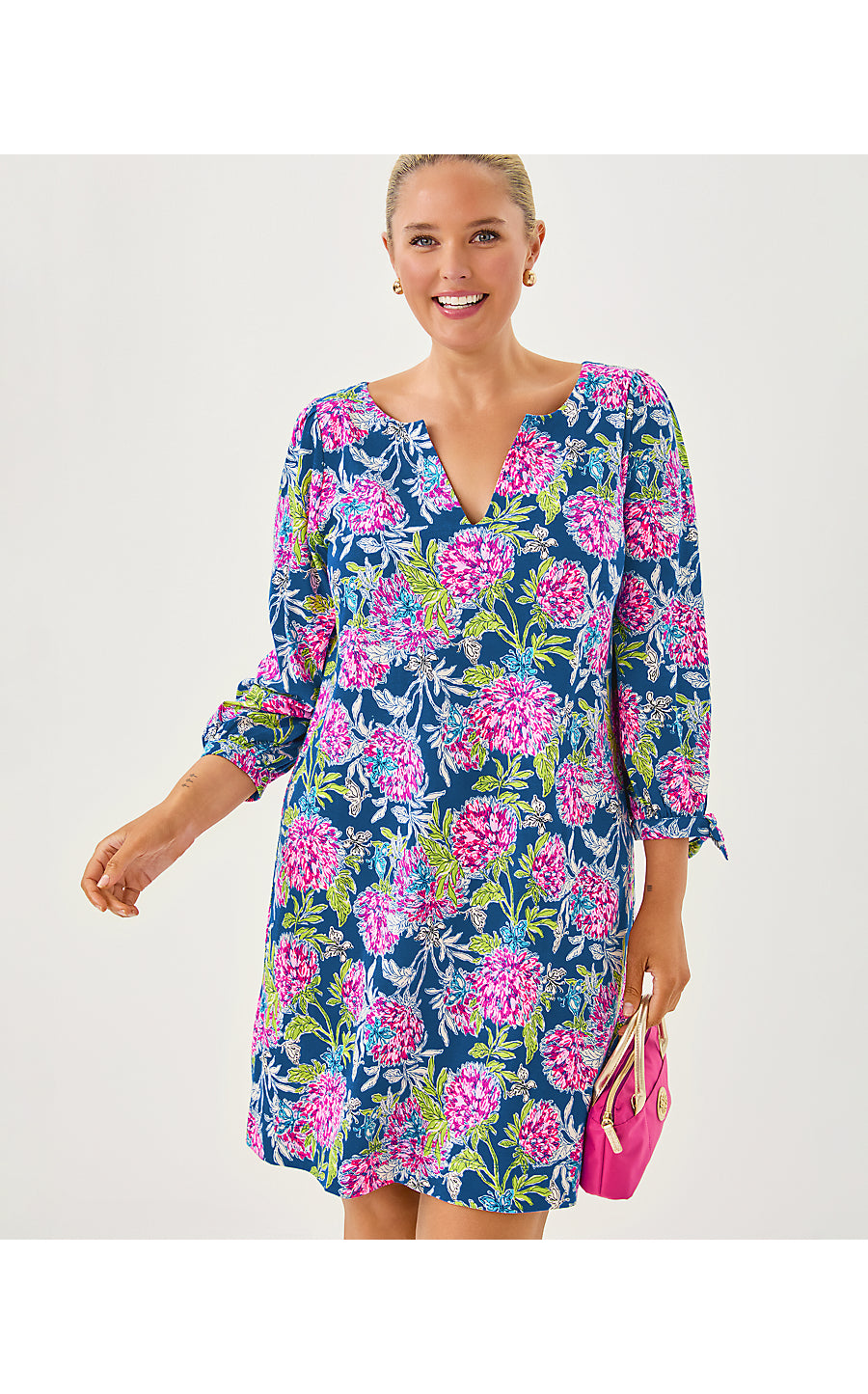 CATH 3/4 SLEEVE DRESS, MULTI DAHLIA LICIOUS
