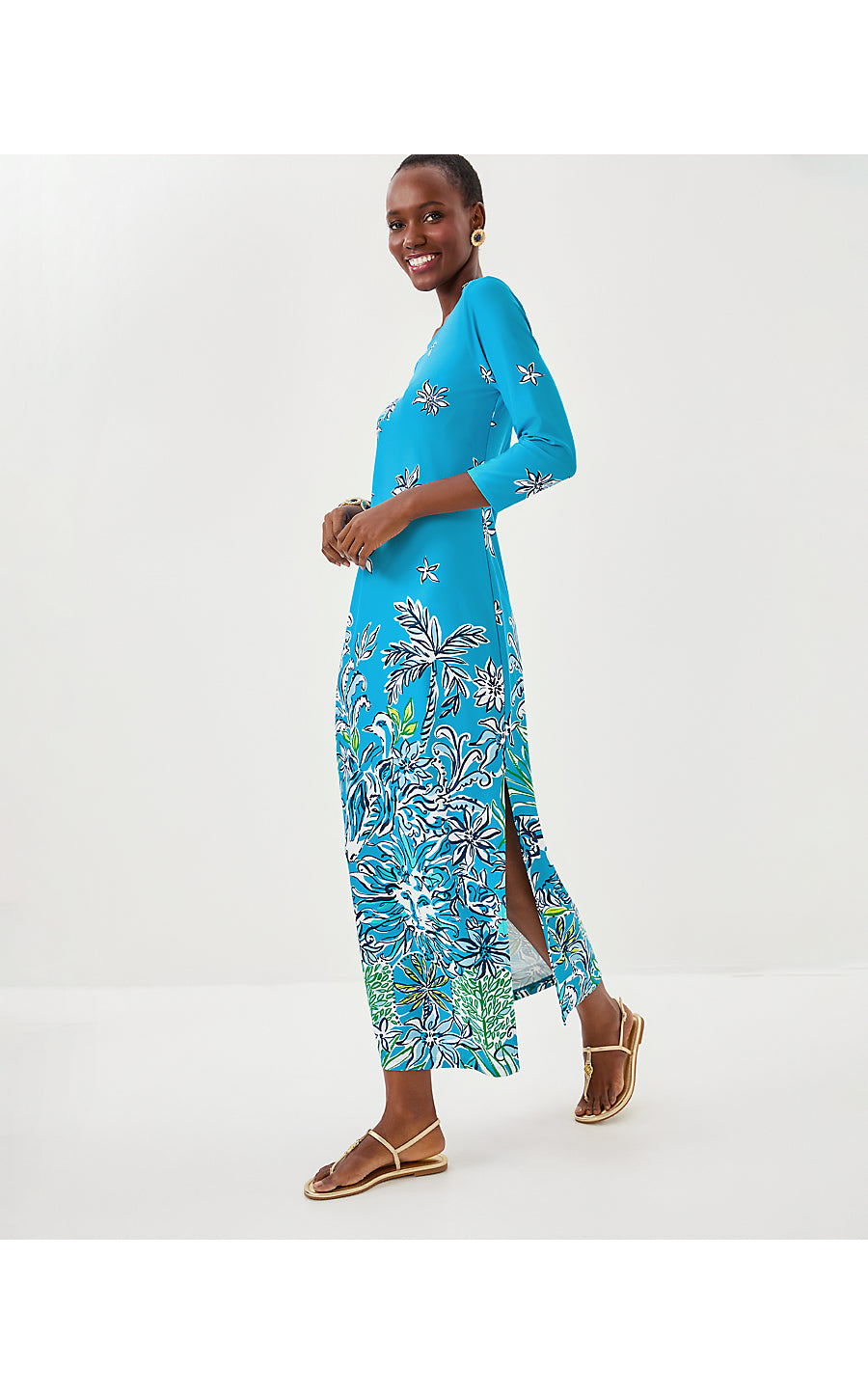 SERALINA UPF 50+ MAXI, TANGIER TEAL SAFARI SOCIAL ENGINEERED CHILLYLILLY