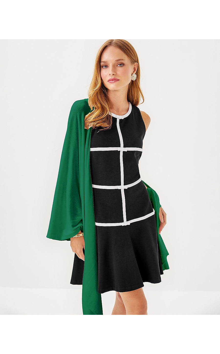 LANELLE CASHMERE WRAP, HEATHERED FIDDLE LEAF GREEN