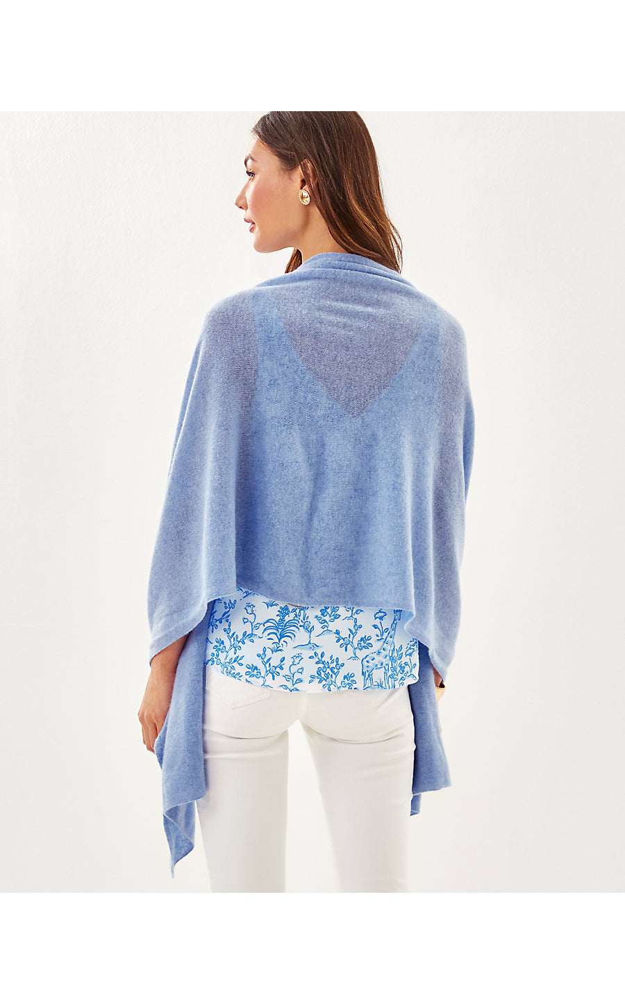 LANELLE CASHMERE WRAP, HEATHERED JACARANDA BLUE