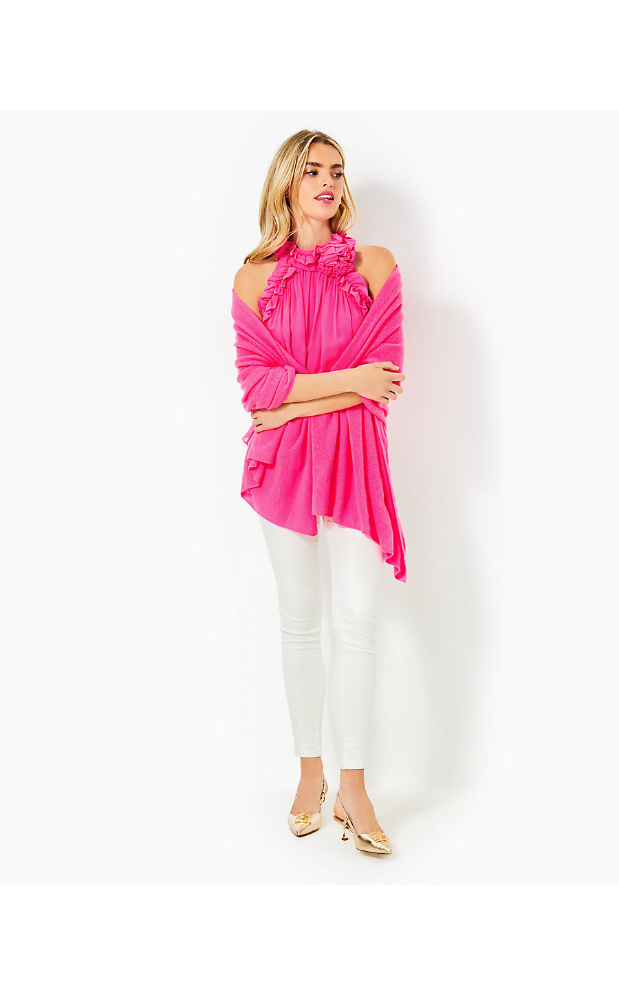 LANELLE CASHMERE WRAP, PASSION FRUIT PINK