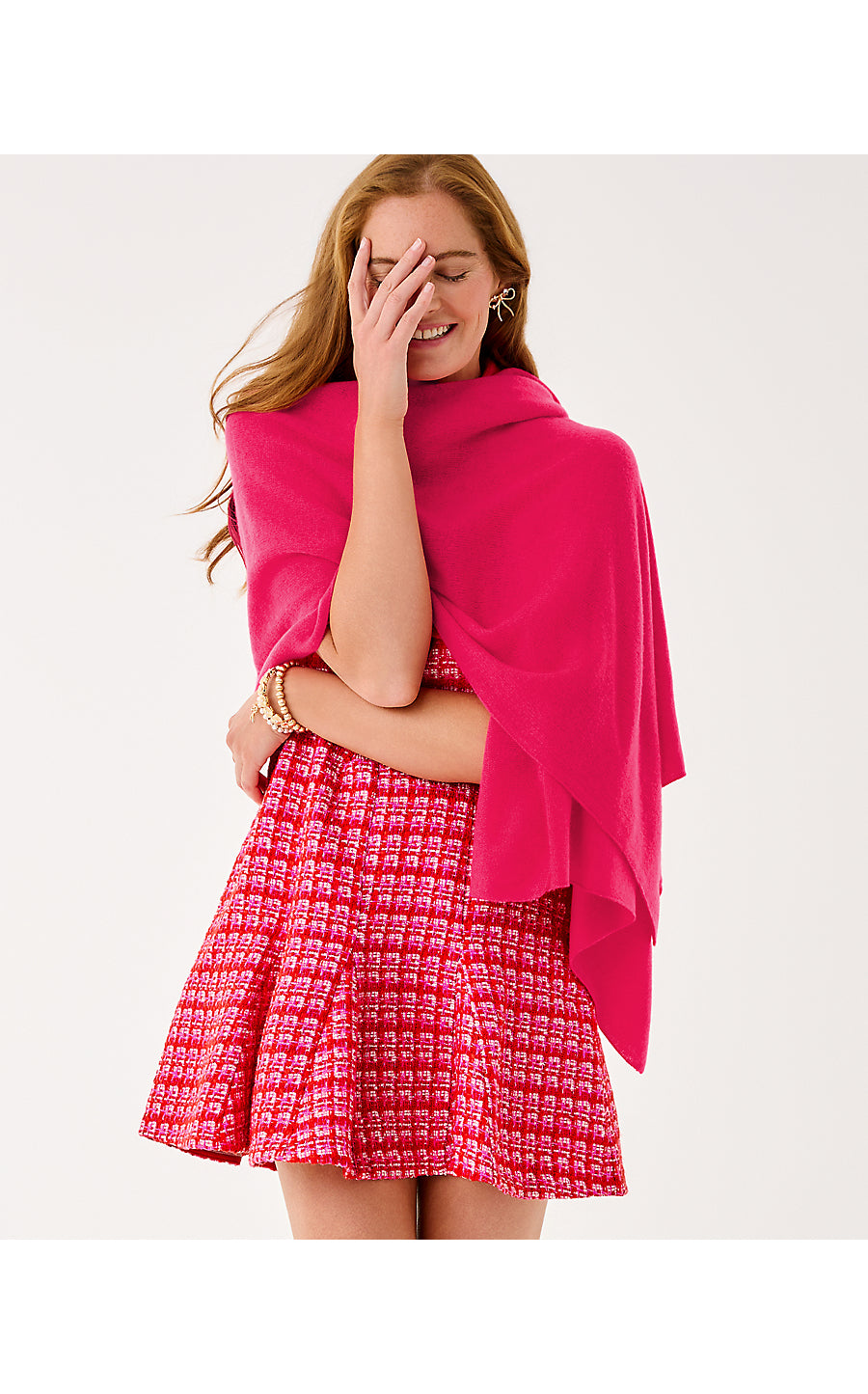 LANELLE CASHMERE WRAP, RASPBERRY ROUGE