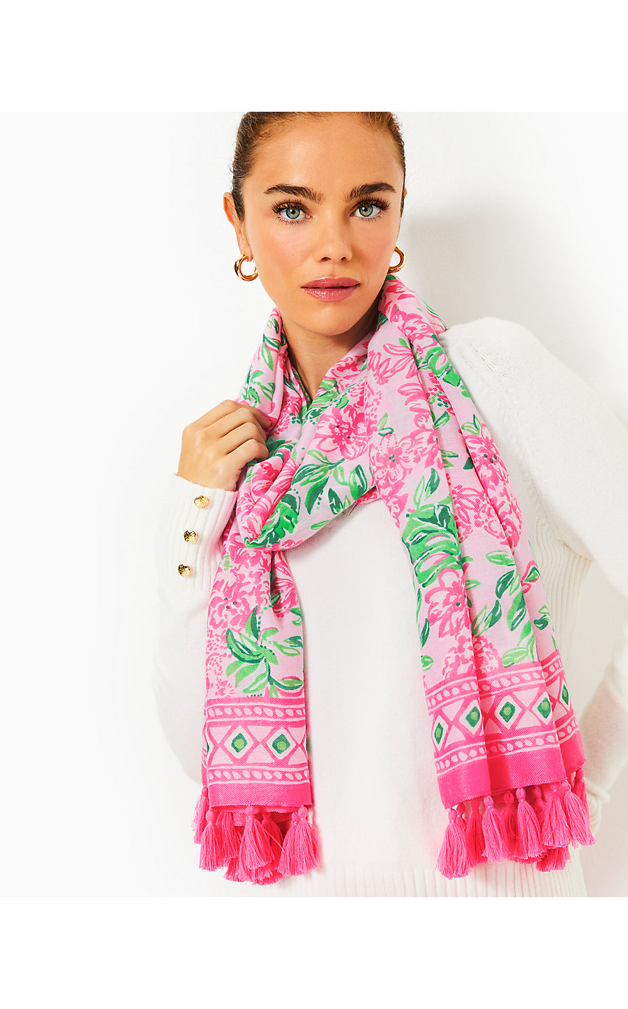 RESORT SCARF, CONCH SHELL PINK KOALA LA LA ENGINEERED SCARF