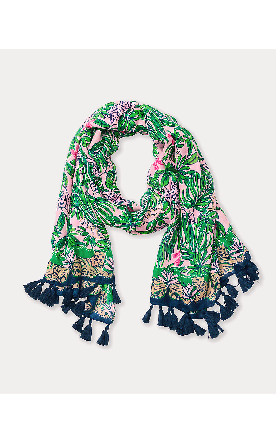 RESORT SCARF, CONCH SHELL PINK ROARING WITH JOY ENGINEERED SCARF