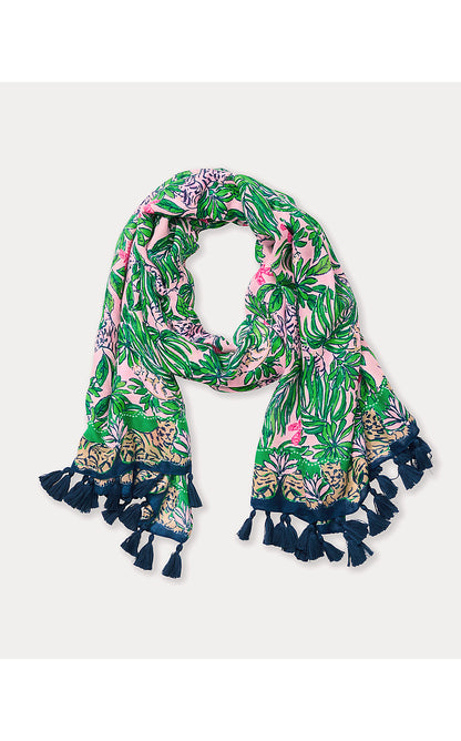 RESORT SCARF, CONCH SHELL PINK ROARING WITH JOY ENGINEERED SCARF