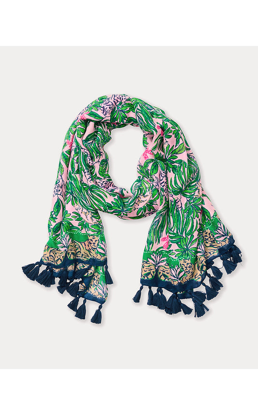 RESORT SCARF, CONCH SHELL PINK ROARING WITH JOY ENGINEERED SCARF