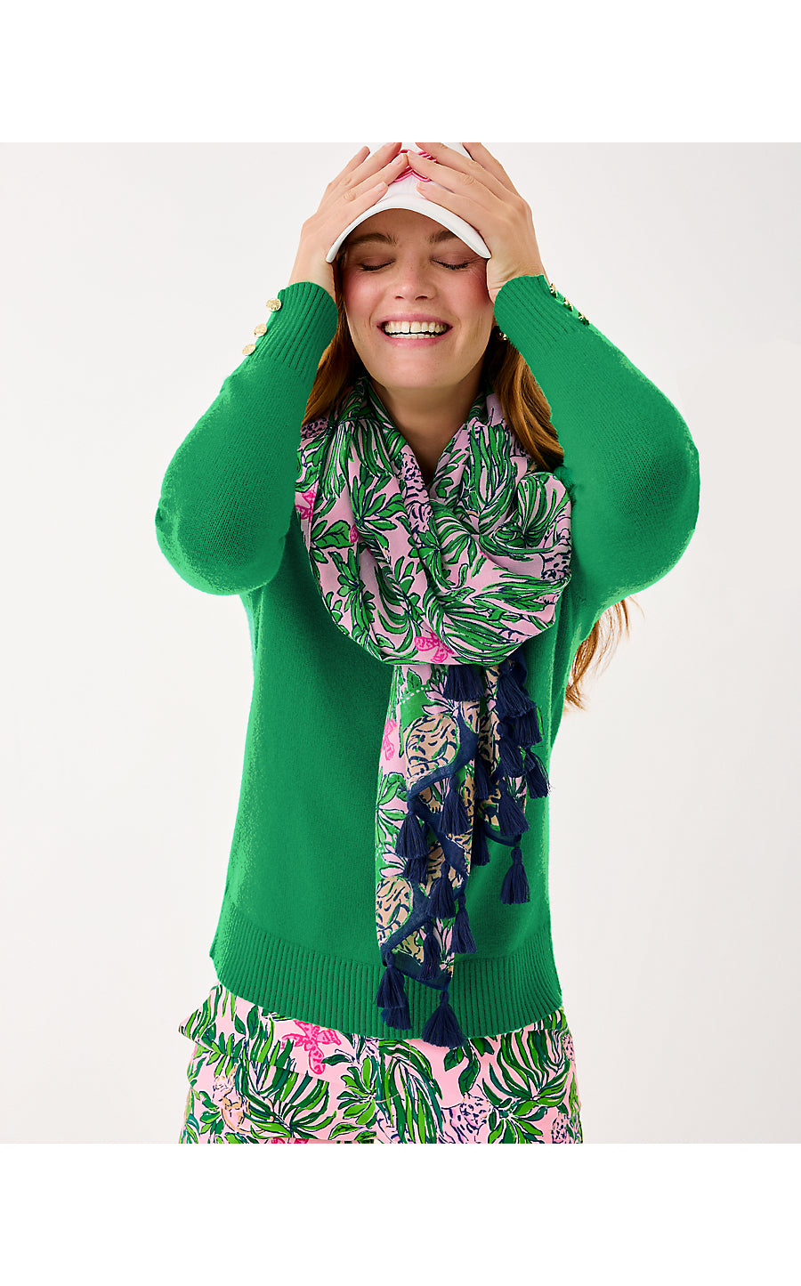RESORT SCARF, CONCH SHELL PINK ROARING WITH JOY ENGINEERED SCARF