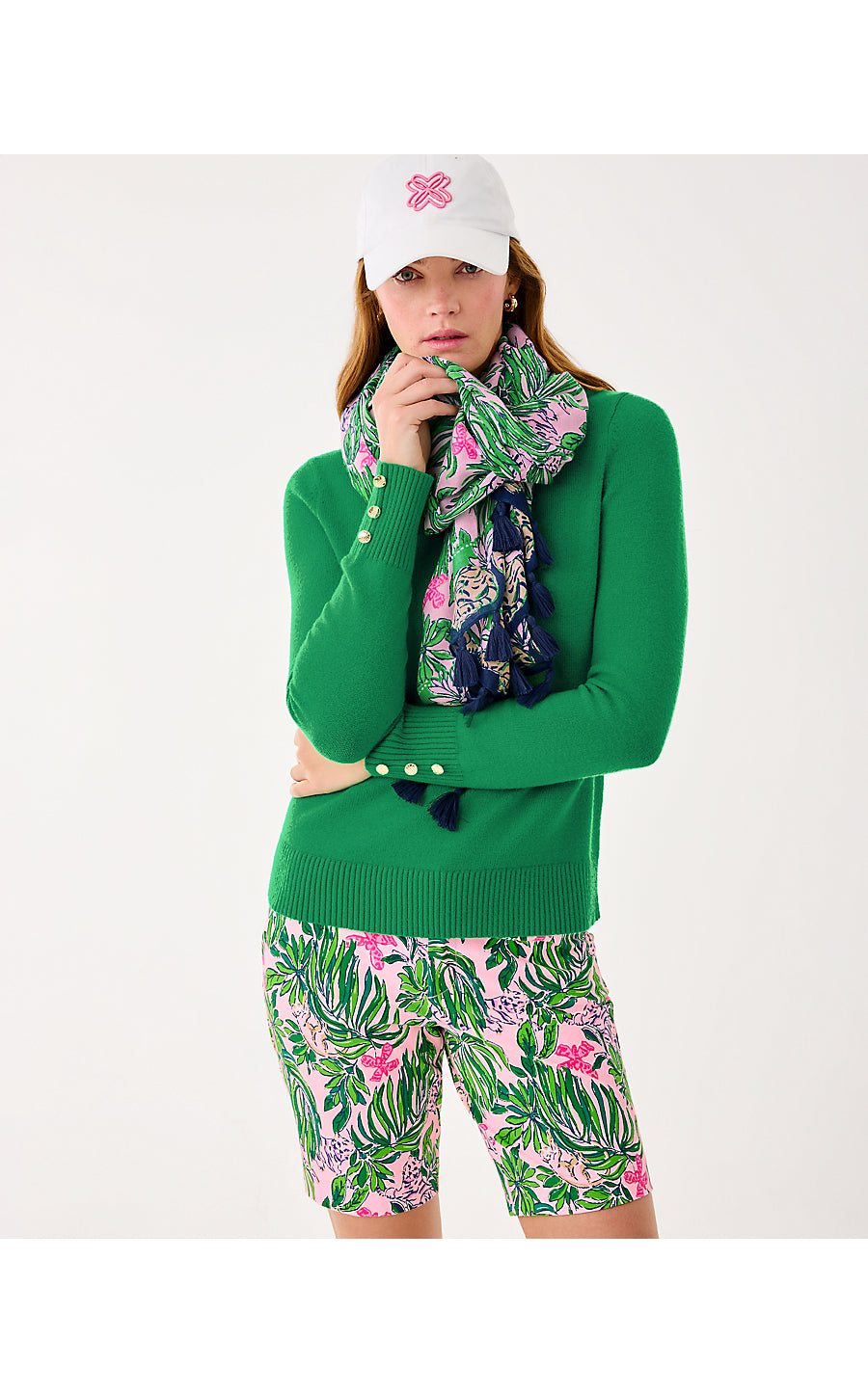 RESORT SCARF, CONCH SHELL PINK ROARING WITH JOY ENGINEERED SCARF