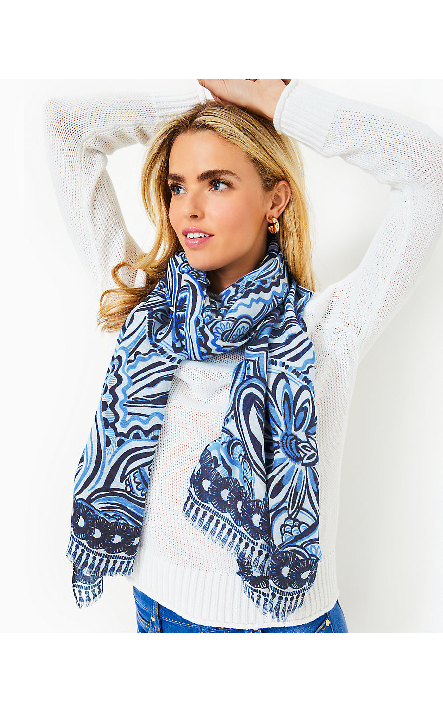 RESORT SCARF, RESORT WHITE GIVE IT A WHIRL ENGINEERED SCARF