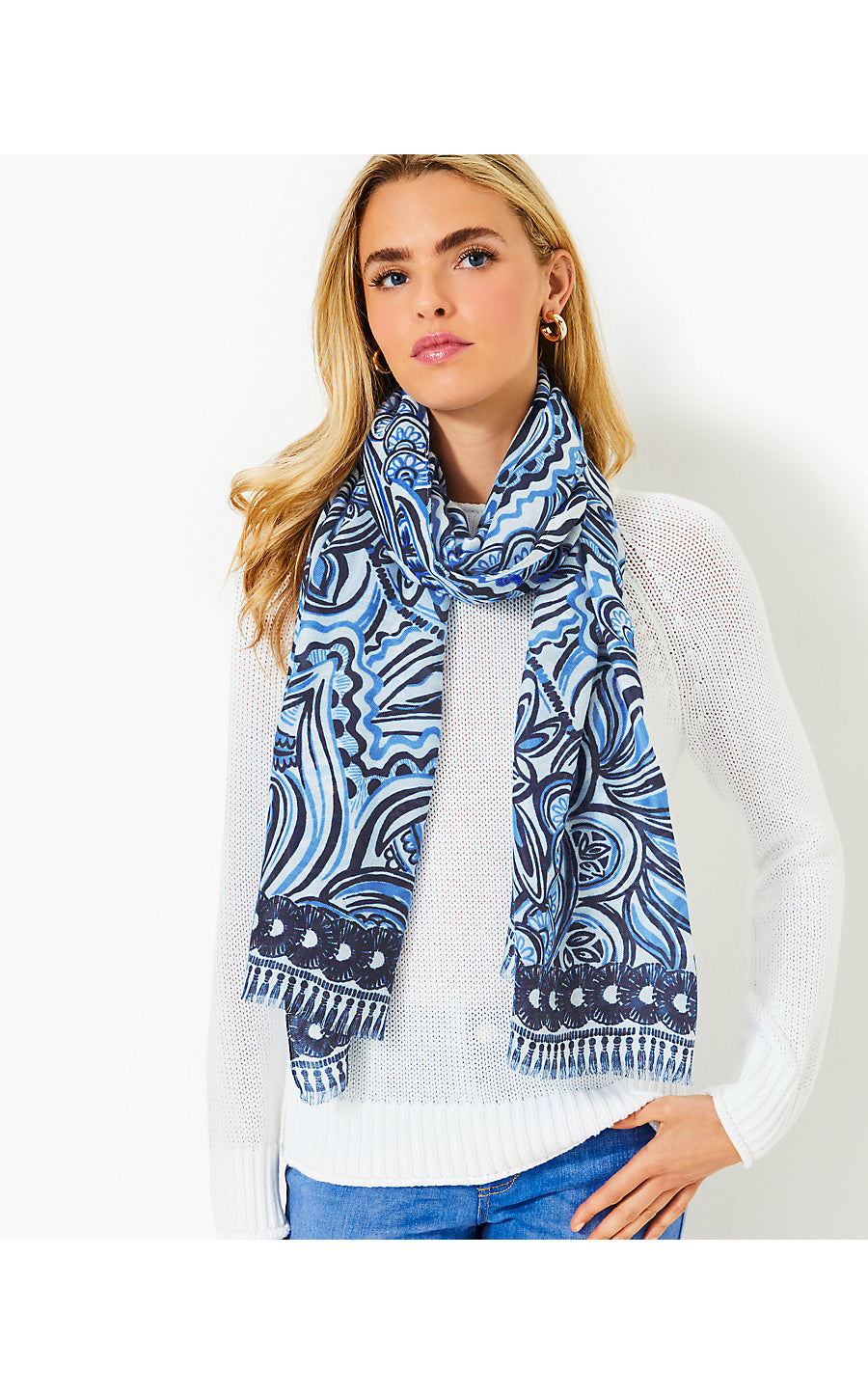 RESORT SCARF, RESORT WHITE GIVE IT A WHIRL ENGINEERED SCARF