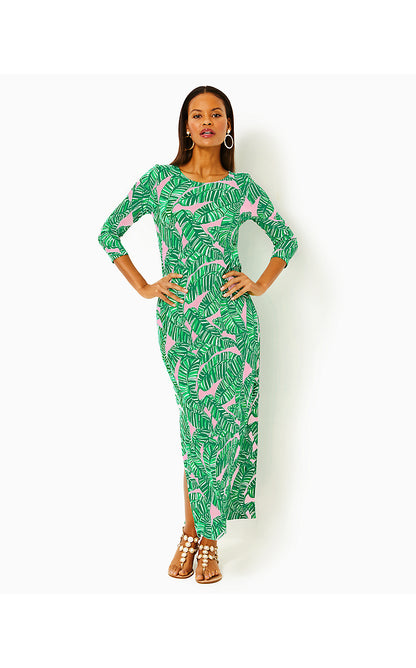 MORGANN 3/4 SLEEVE MAXI DRESS, CONCH SHELL PINK LETS GO BANANAS