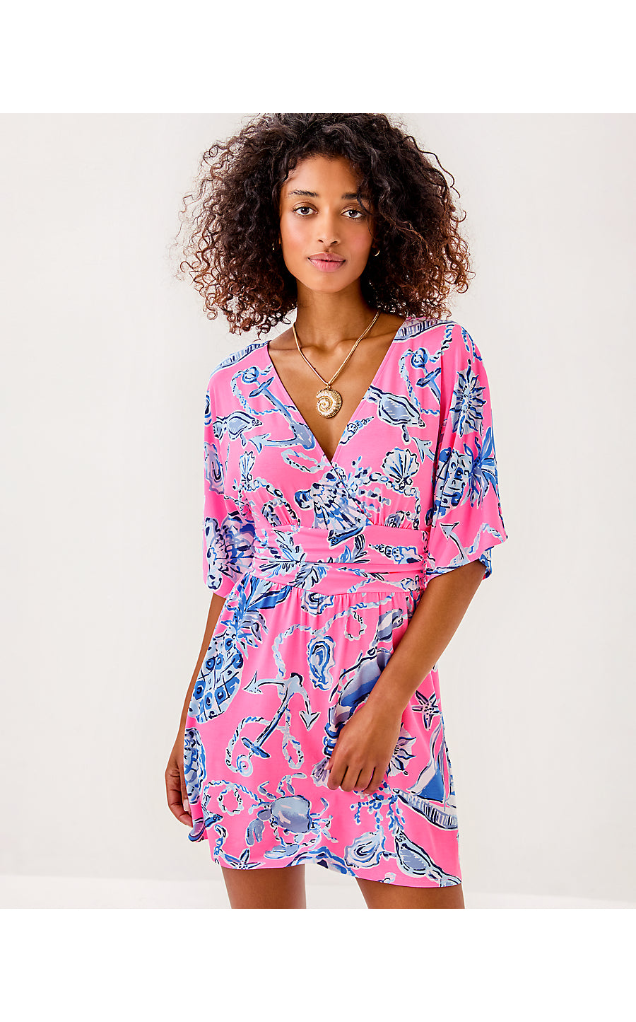 PARIGI KNIT SKORT ROMPER, ROUSSEAU PINK OVERSIZED BAREFOOT BEACHCOMBERS