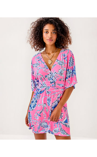 PARIGI KNIT SKORT ROMPER, ROUSSEAU PINK OVERSIZED BAREFOOT BEACHCOMBERS