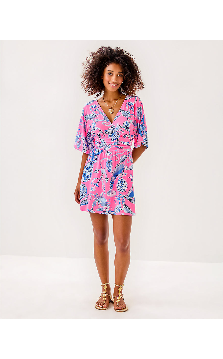 PARIGI KNIT SKORT ROMPER, ROUSSEAU PINK OVERSIZED BAREFOOT BEACHCOMBERS