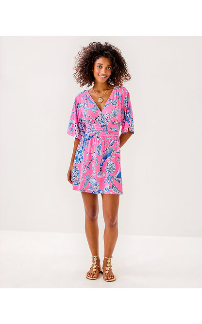 PARIGI KNIT SKORT ROMPER, ROUSSEAU PINK OVERSIZED BAREFOOT BEACHCOMBERS