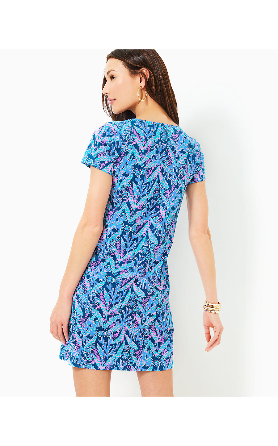 ETTA SHORT SLEEVE DRESS, BARTON BLUE STAR GAZING