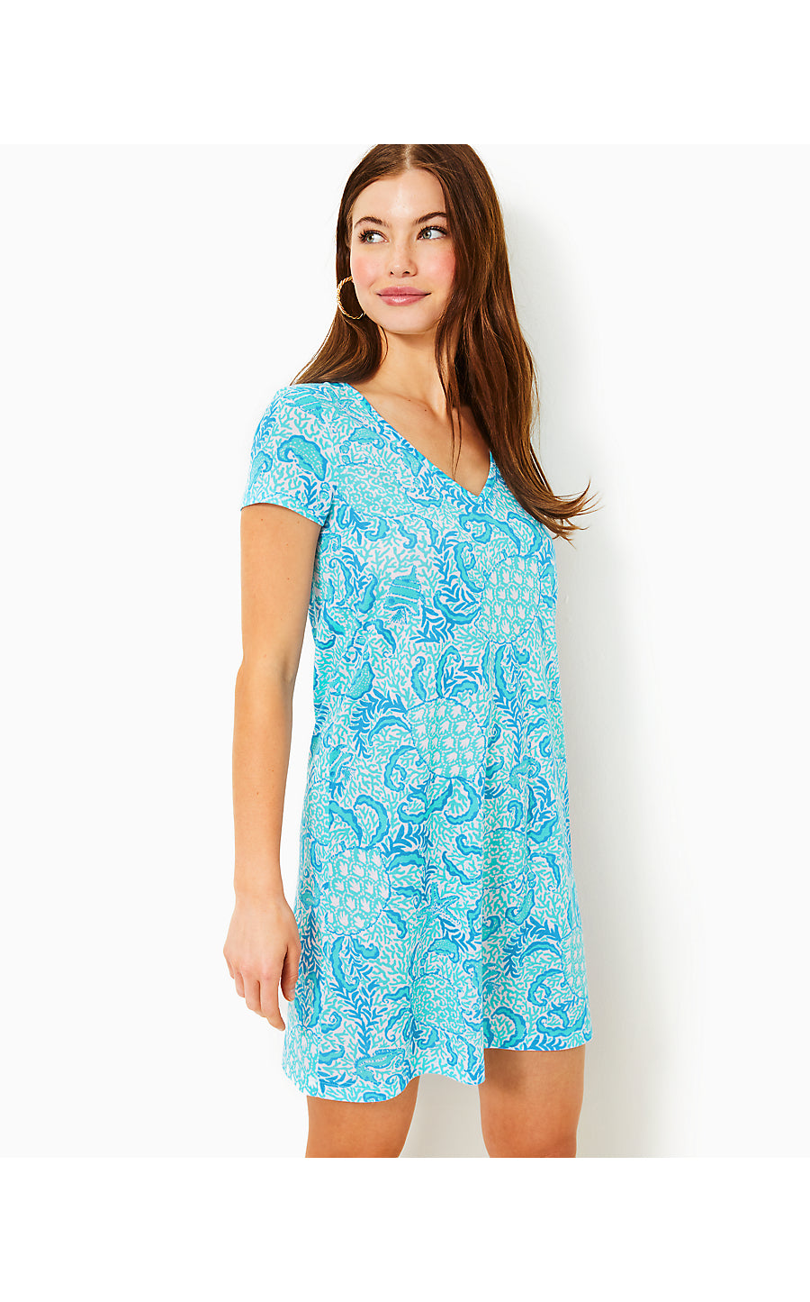 ETTA SHORT SLEEVE DRESS, RESORT WHITE GOOMBAY GROOVES