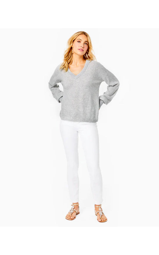 JASMINA CASHMERE SWEATER, HEATHERED FOGGY GREY