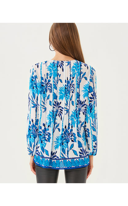 MARILINA LONG SLEEVE TUNIC, COCONUT SWAYIN IN THE BREEZE ENGINEERED TUNIC