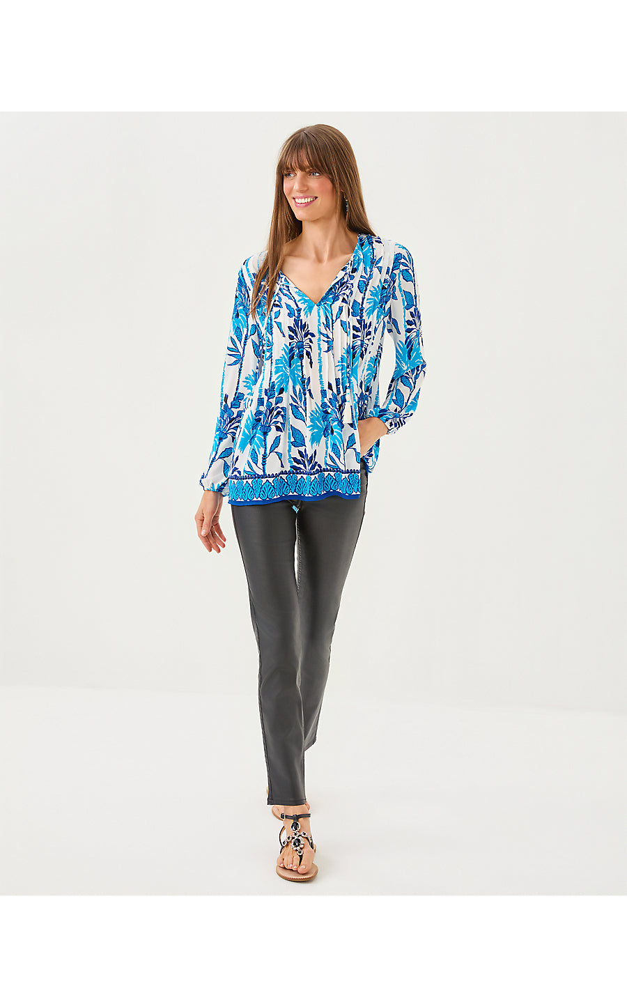 MARILINA LONG SLEEVE TUNIC, COCONUT SWAYIN IN THE BREEZE ENGINEERED TUNIC