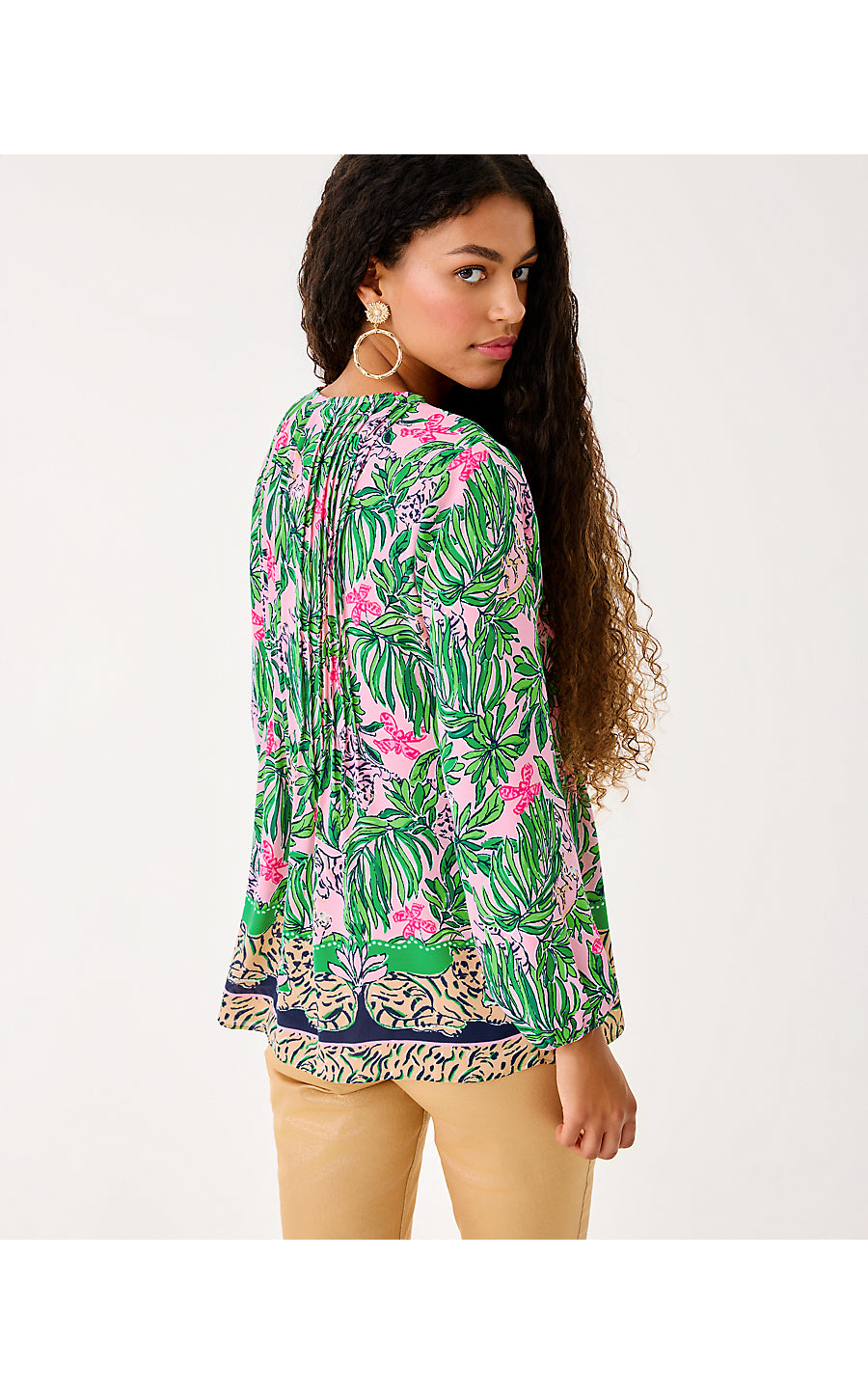 MARILINA LONG SLEEVE TUNIC, CONCH SHELL PINK ROARING WITH JOY ENGINEERED TUNIC