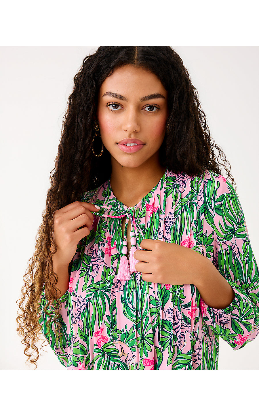 MARILINA LONG SLEEVE TUNIC, CONCH SHELL PINK ROARING WITH JOY ENGINEERED TUNIC