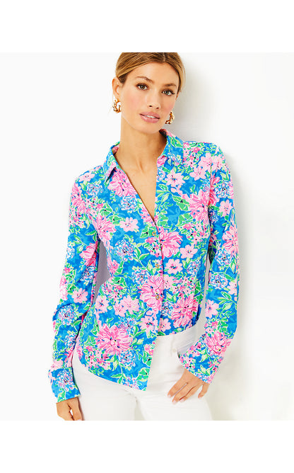 MARLENA UPF 50+ BUTTON DOWN, MULTI SPRING IN YOUR STEP
