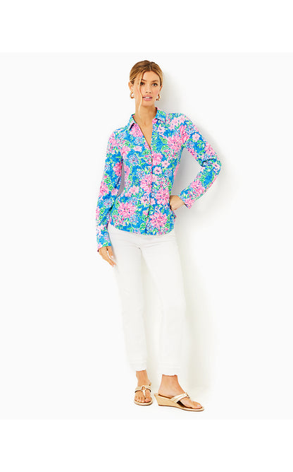 MARLENA UPF 50+ BUTTON DOWN, MULTI SPRING IN YOUR STEP