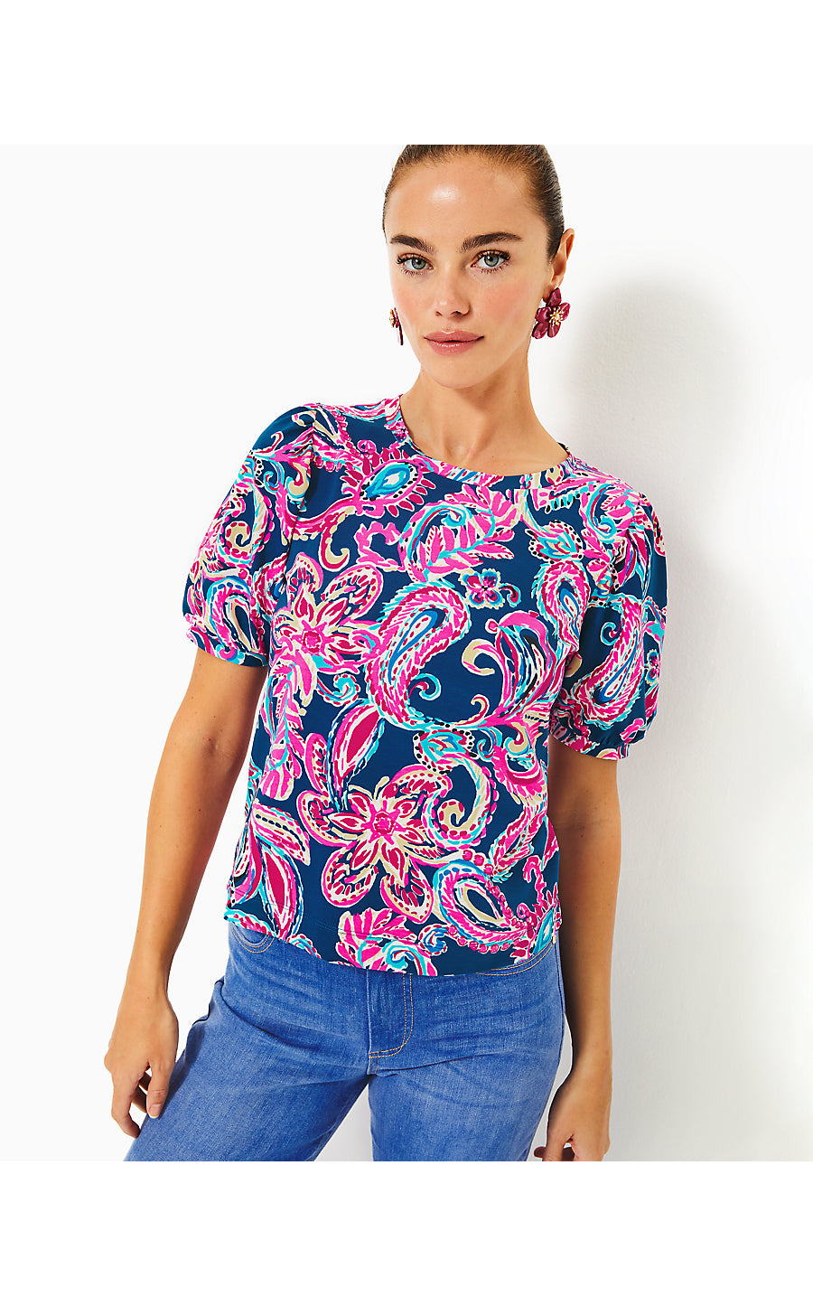 RHETT KNIT TOP, MULTI FLITTING ABOUT