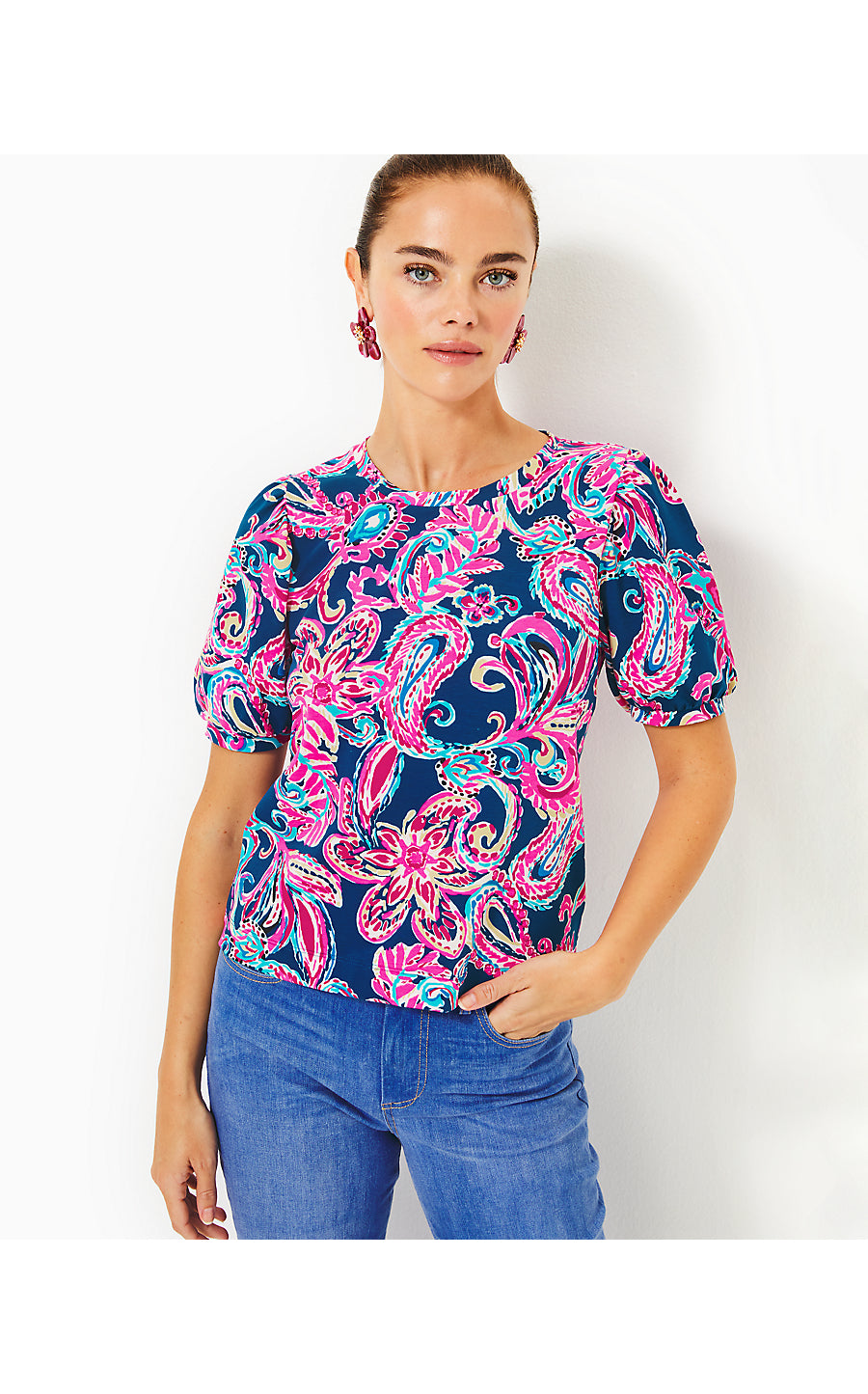 RHETT KNIT TOP, MULTI FLITTING ABOUT