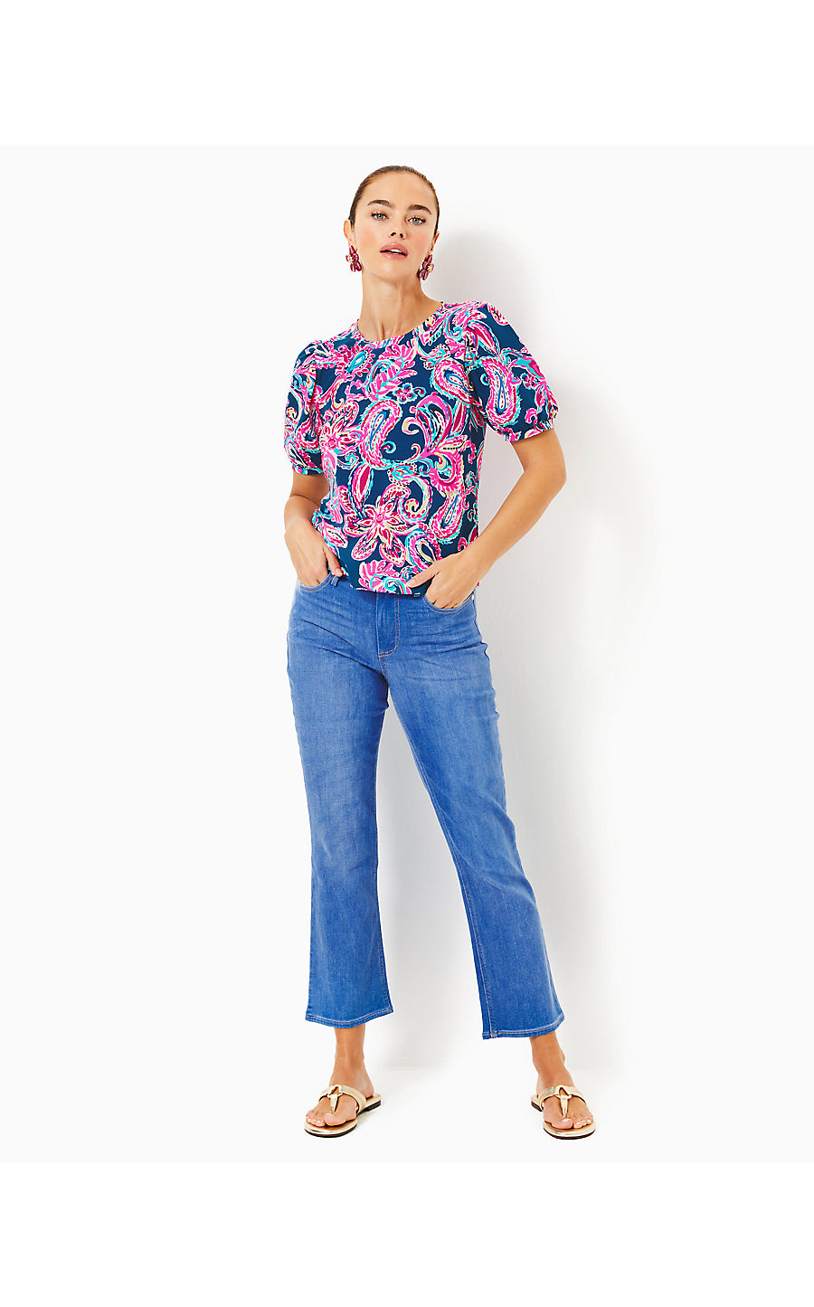 RHETT KNIT TOP, MULTI FLITTING ABOUT