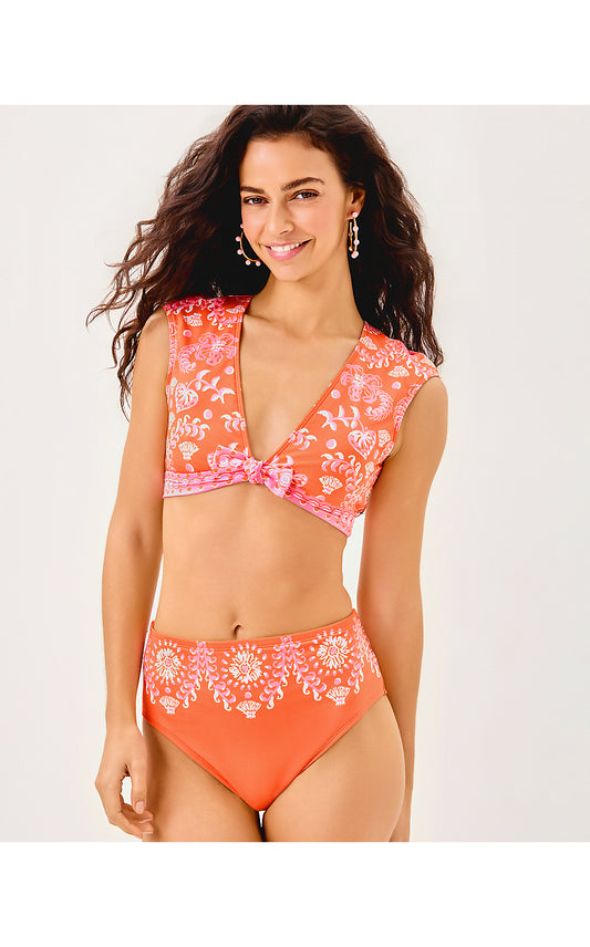 MEECHI TOP, PAPAYA BREEZY PALM ENGINEERED SWIM TOP