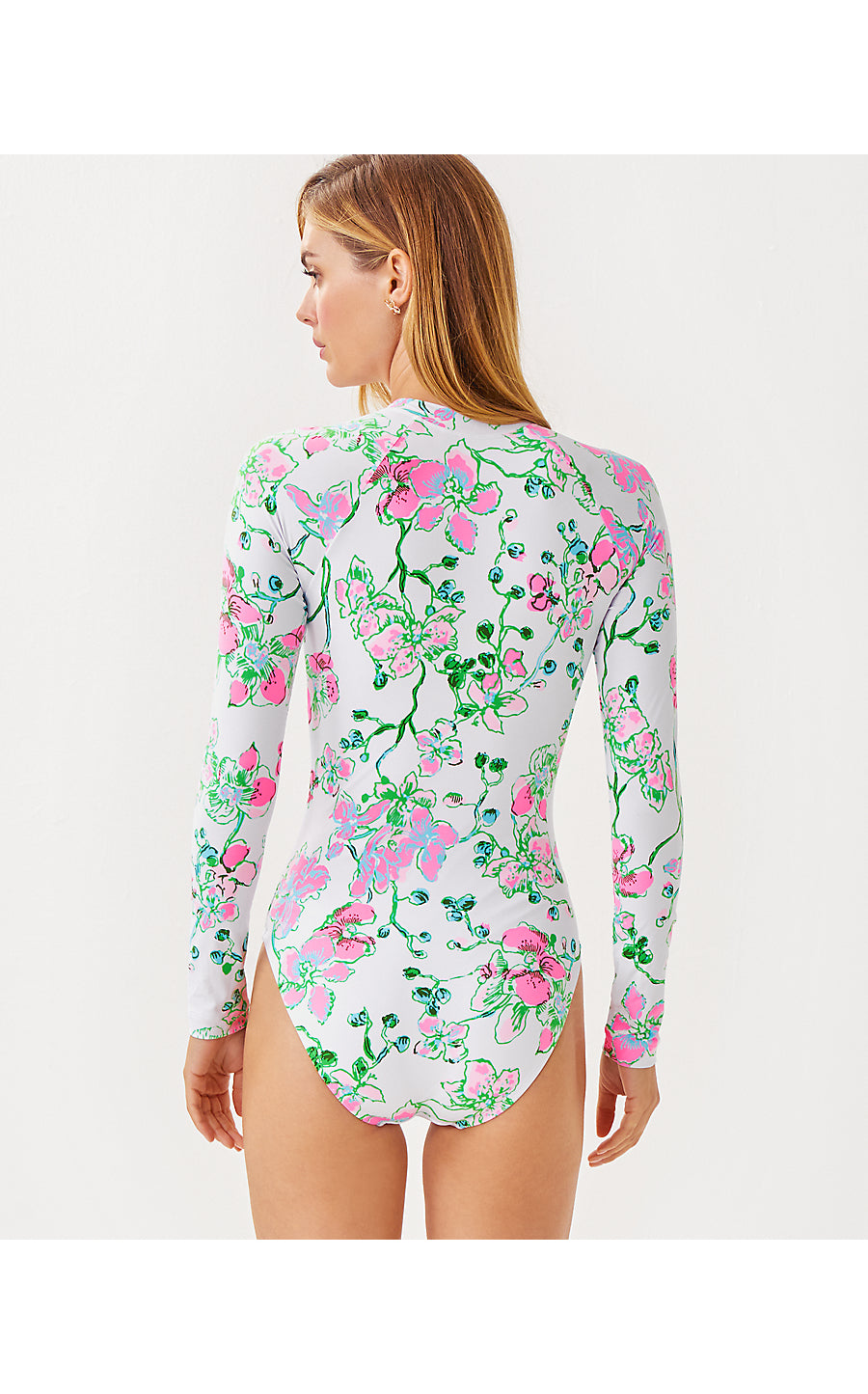 RANDEE RASHGUARD ONE PIECE, MULTI ORCHIDS ON THE AVENUE ENGINEERED RASHGUARD