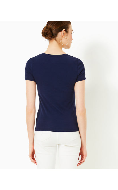 HALEE V-NECK TOP, TRUE NAVY