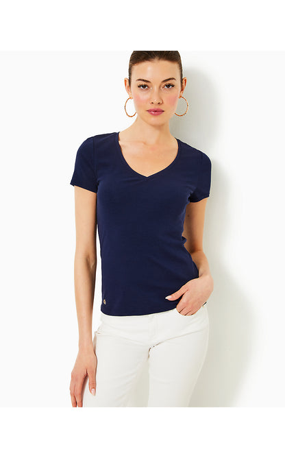 HALEE V-NECK TOP, TRUE NAVY
