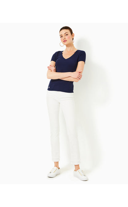 HALEE V-NECK TOP, TRUE NAVY