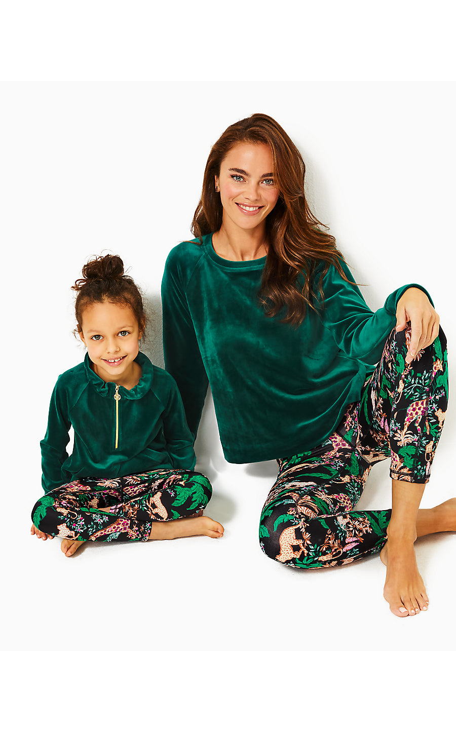 LITTLE SKIPPER RUFFLE VELOUR POPOVER, VILLA GREEN