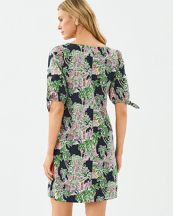 EASLEY SHORT SLEEVE DRESS, Onyx Pb Anniversary Toile